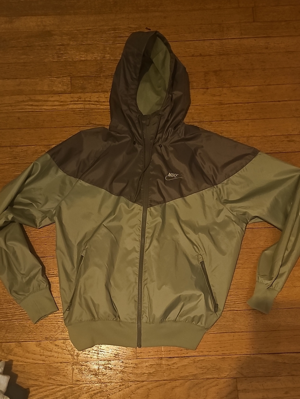 Nike Hooded Windbreaker Jacket in Olive Green and Charcoal